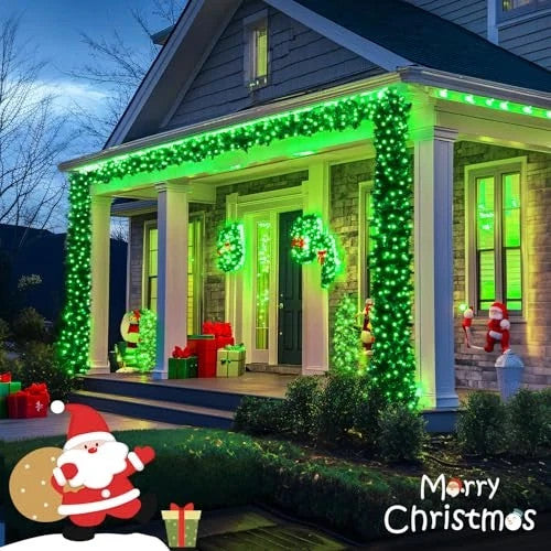 100 LED Green Battery Operated Lights, 33ft Green Christmas Lights with
