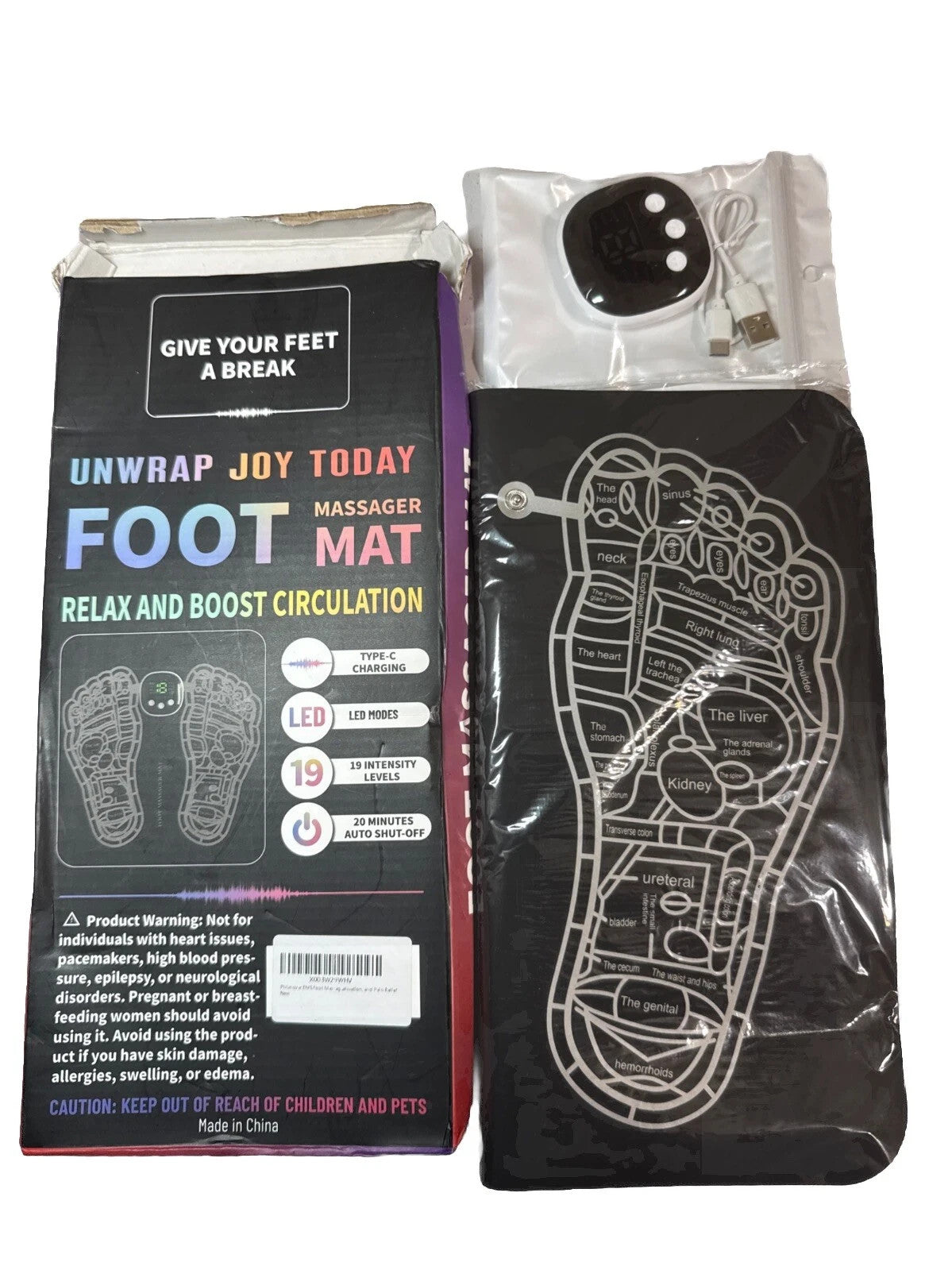 NewFoot Massager Mat Relax Boost Circulation 19 Levels Electric Stimulation