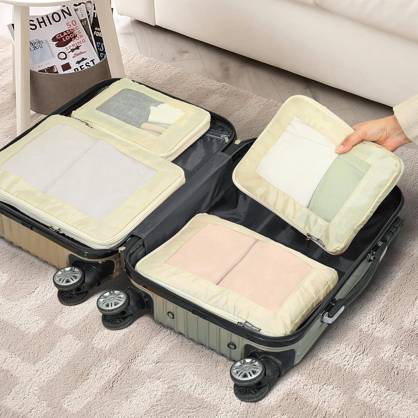 4 Pack Ultralight Compression Packing Cubes Travel for Suitcases