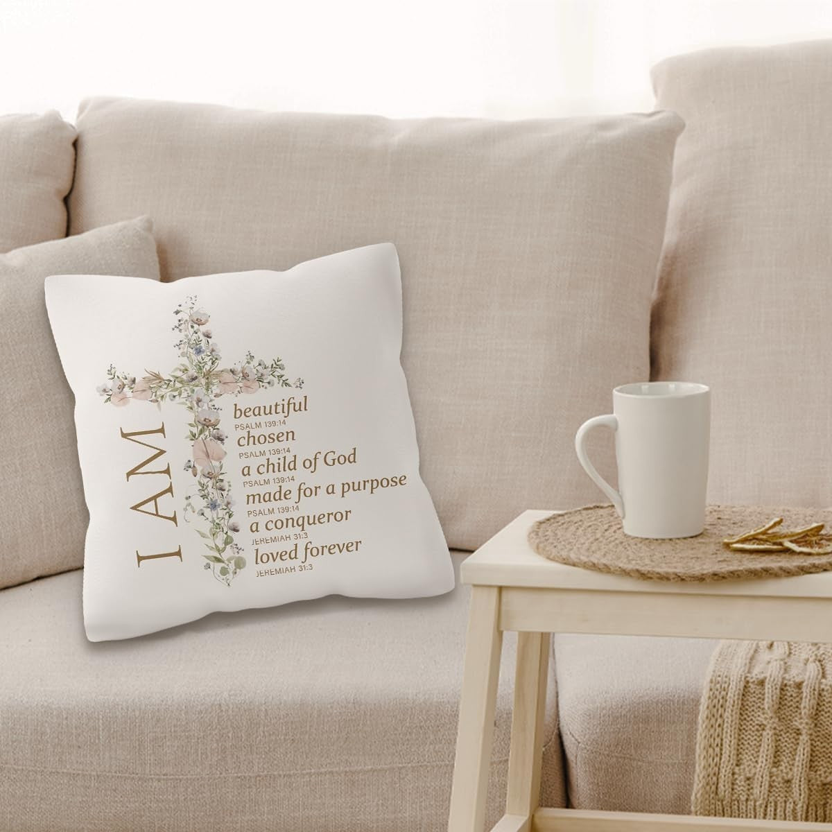 Inspiration Christian Throw Pillow Covers 18x18 Scripture Bible Verse Decor