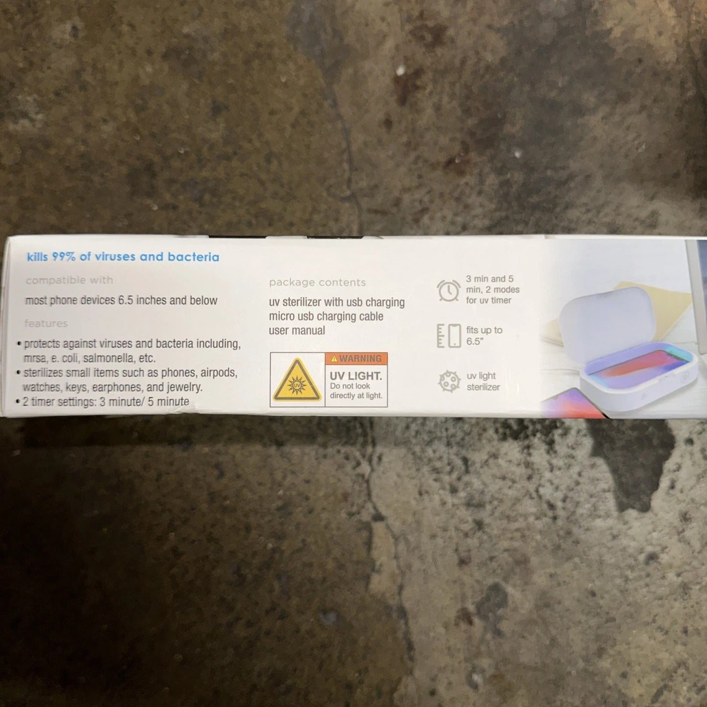 NEW Vivitar PureMobile UV Sterilizer USB Charging Sanitizer VPUR1014-WHT-ORG-STK