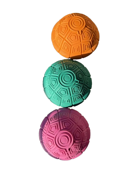 Qonline Squeaky Turtle Dog Toy, Treat Dispensing Rubber Ball, Bite Resistant