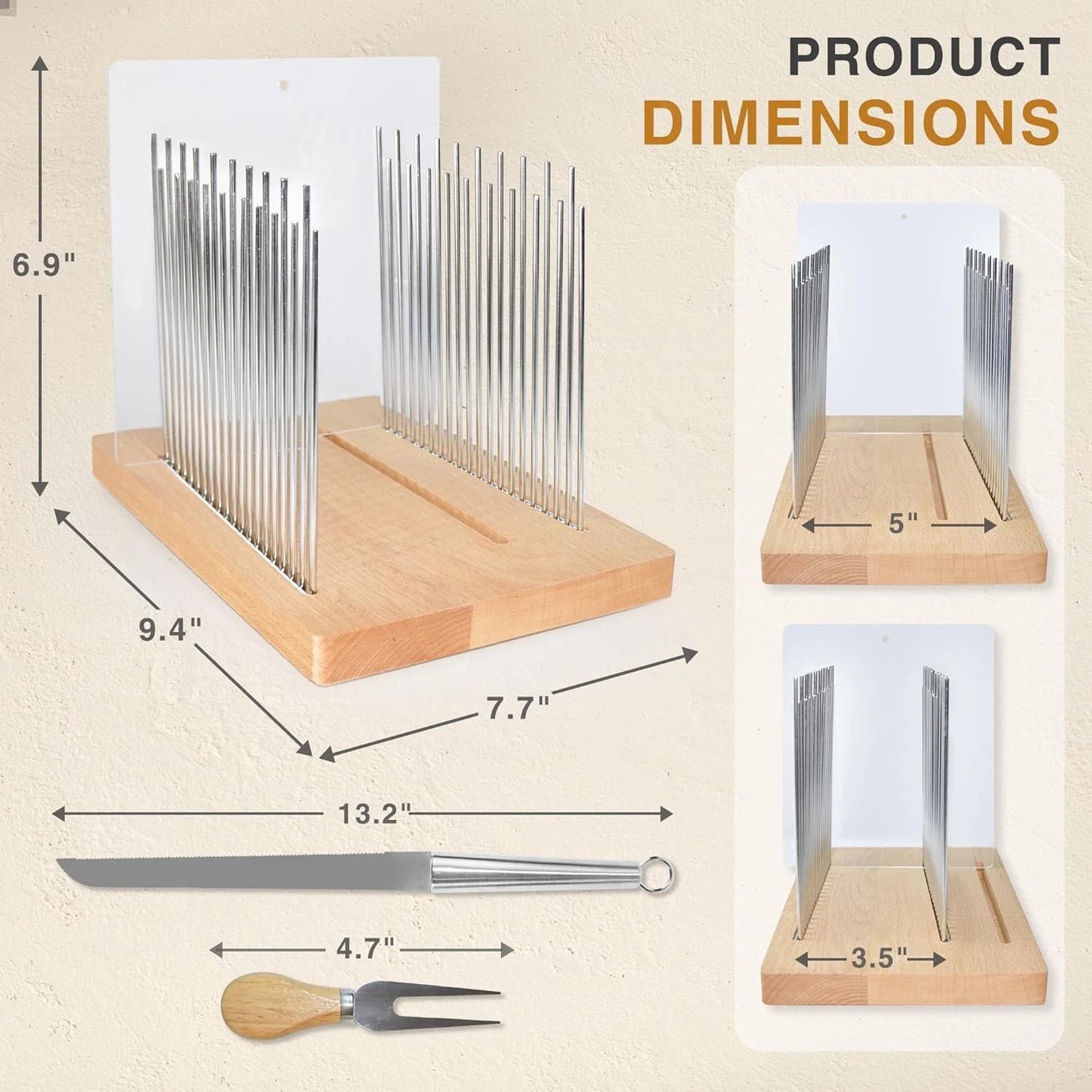 Bread Slicer for Homemade Bread - Bamboo Bread Slicer missing Bread Knife & Fork
