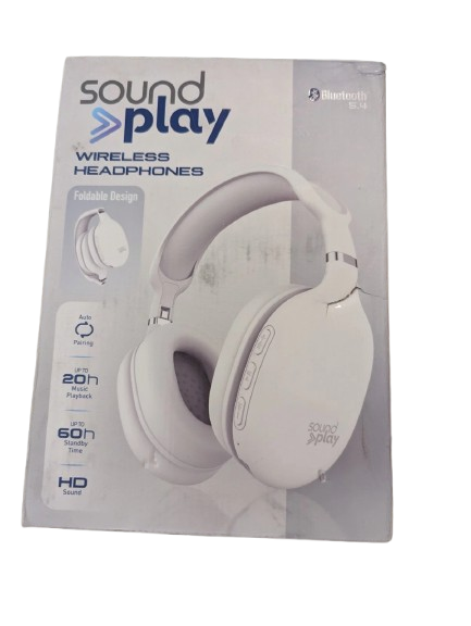 Sound Play Wireless Over-Ear Bluetooth Headphones – White