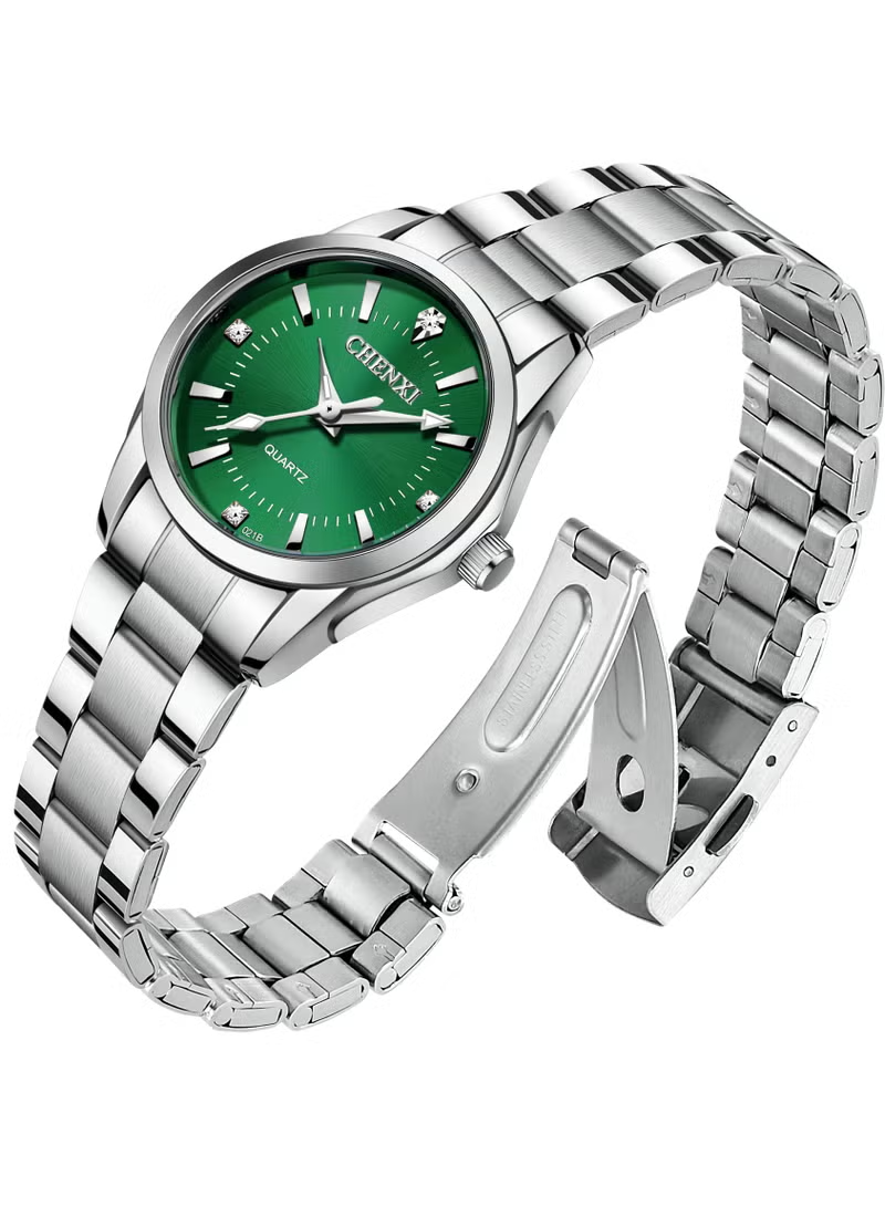 CHENXI Women's Luxury Quartz Wristwatch – Silver & Green