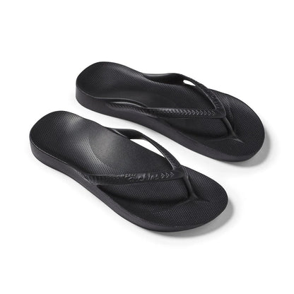 Archies Unisex Arch Support Flip Flops Black Men's 6 / Women's 7