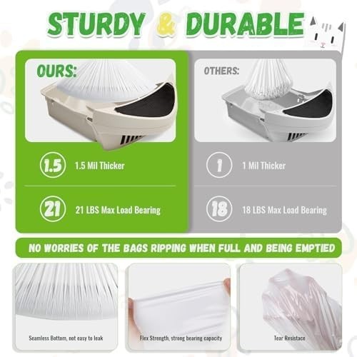 2 - 30 Pack Cat Litter Liners /Refills - Bags Compatible with Litter Boxes