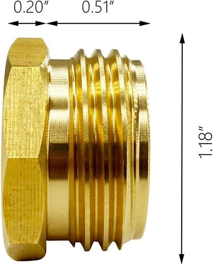 3/4” GHT Male x 1/2” NPT Female Connector, Brass Garden Hose Fitting, Adapter