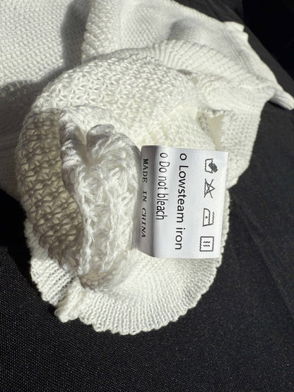 Women's Ruffled Short Sleeve Round Neck Knitted Top Pullovers Sweater - Large