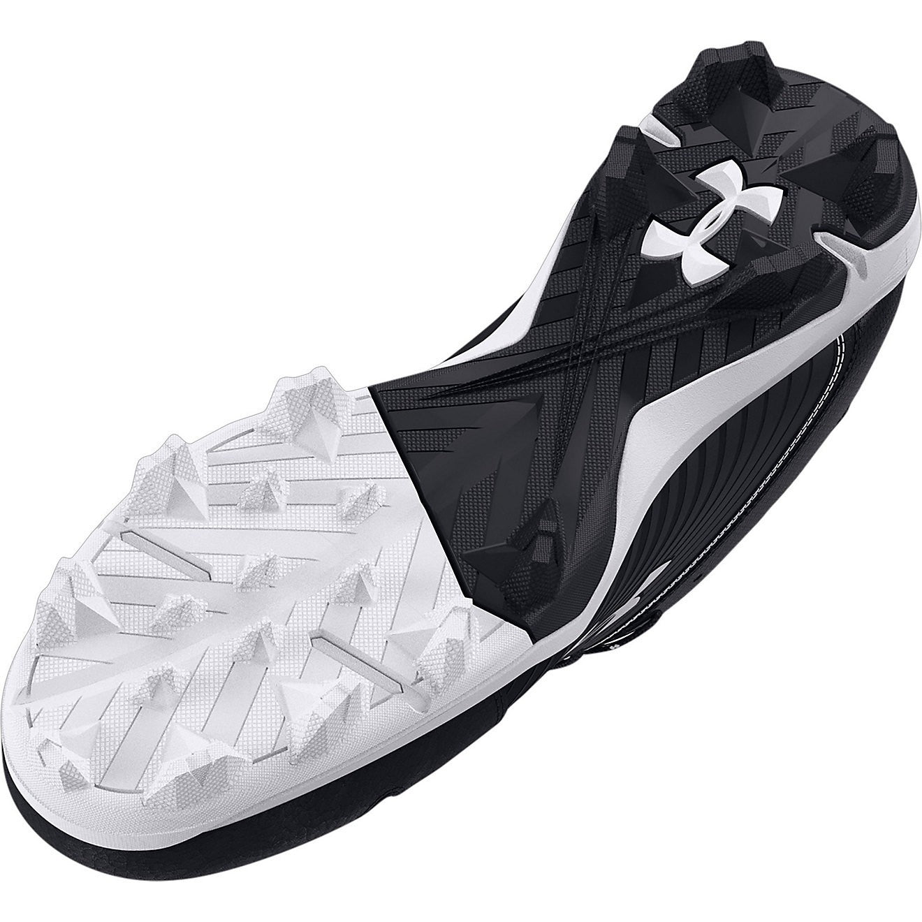 UA Men’s Leadoff Low Rubber Molded Baseball Cleats Black White Athletic Shoes 13