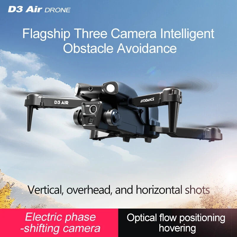D3 RC Drone WIFI FPV 4K HD 3 Cameras Obstacle Avoidance Optical Flow Quadcopter