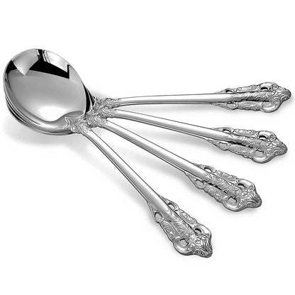 New Molain Round Soup Spoon, Set of 10 Stainless Steel