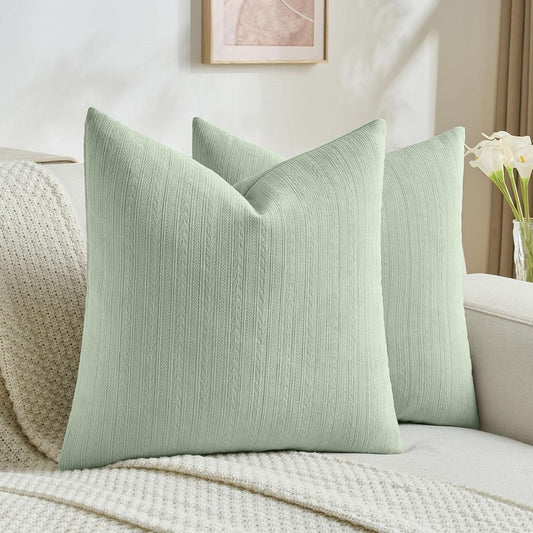 FUTEI Sage Green Decorative Throw Pillow Covers 26x26 Inch Set of 2, Soft Cozy