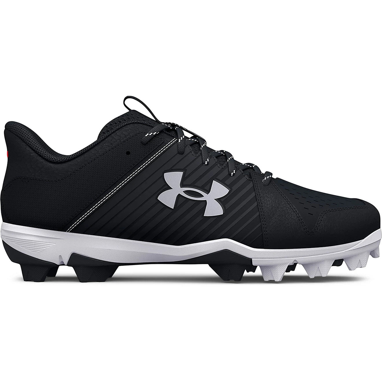 UA Men’s Leadoff Low Rubber Molded Baseball Cleats Black White Athletic Shoes 13