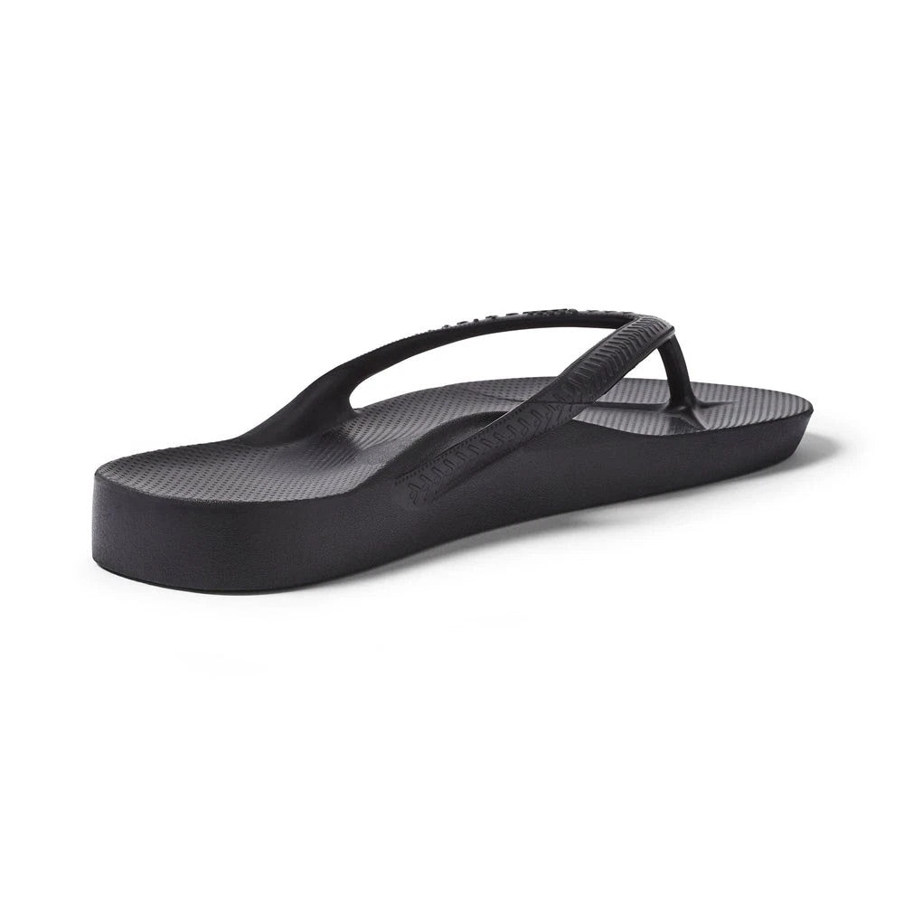 Archies Unisex Arch Support Flip Flops Black Men's 6 / Women's 7