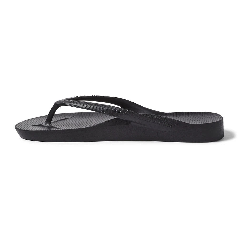 Archies Unisex Arch Support Flip Flops Black Men's 6 / Women's 7