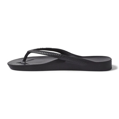 Archies Unisex Arch Support Flip Flops Black Men's 6 / Women's 7