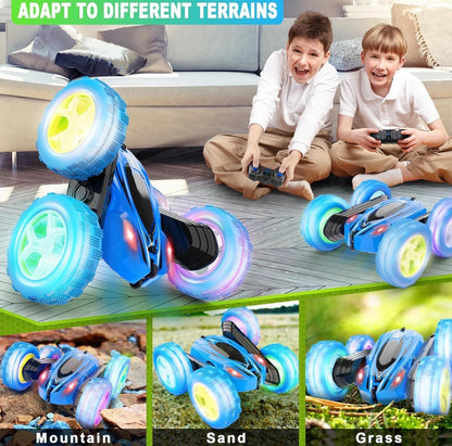 ORRENTE Remote Control Car, RC 2.4GHz Stunts, 4WD 360° Headlight, Rotating truck