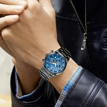 AKNIGHT Men's Watches 45mm Big Face, Waterproof Chronograph Black & Blue