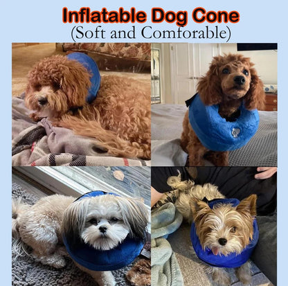 Inflatable Pet Cone Collar, injuries, rashes, or post surgery, Med, 10-14 inches