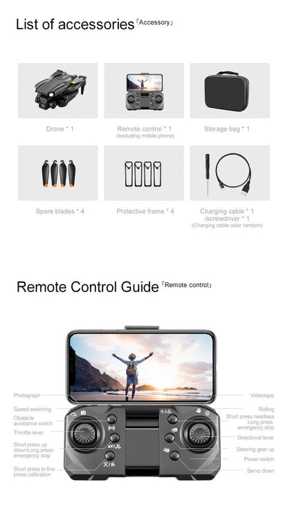 D3 RC Drone WIFI FPV 4K HD 3 Cameras Obstacle Avoidance Optical Flow Quadcopter