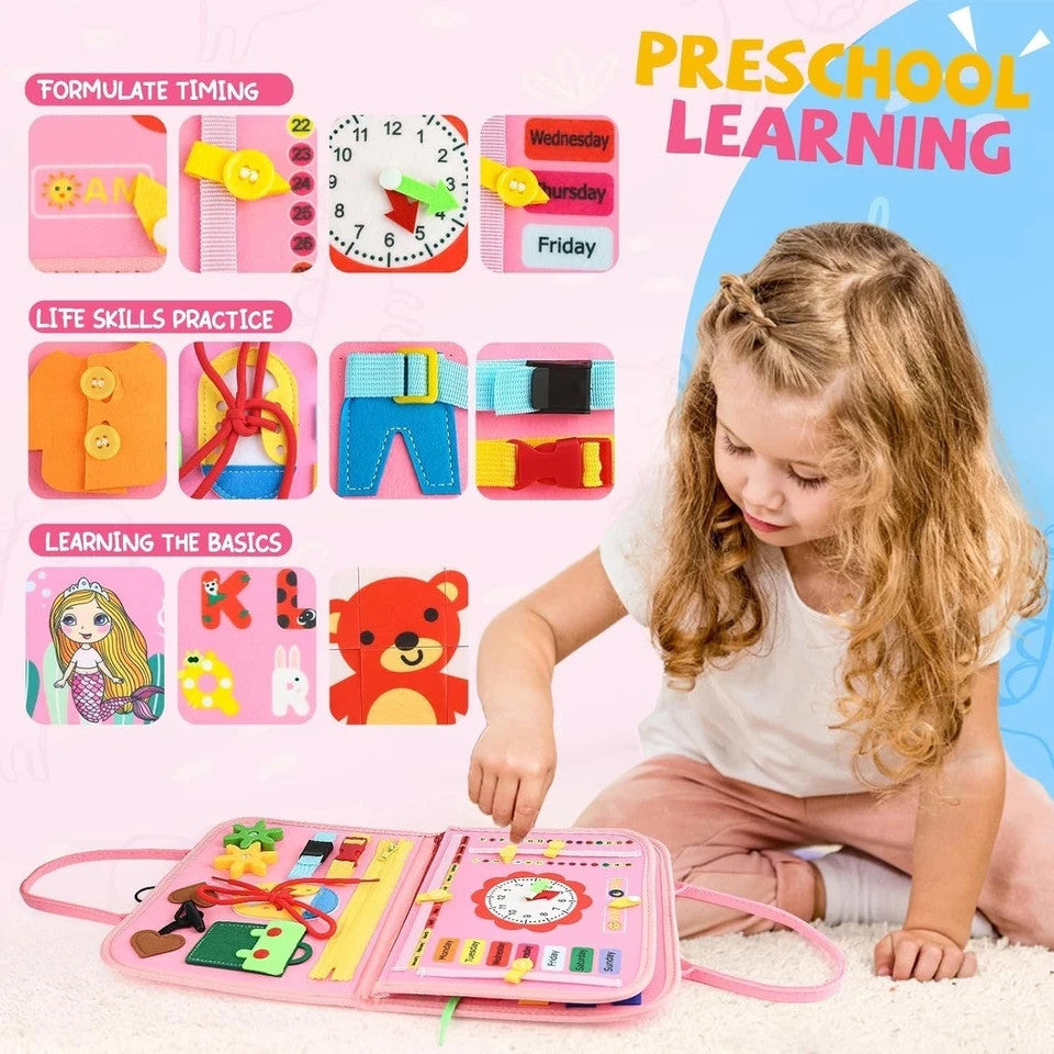 Montessori educational Skills Activity busy Board Learn to Dress for Toddlers