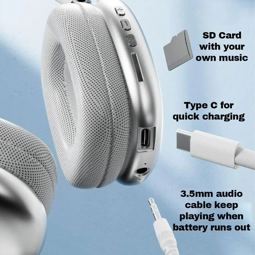 Wireless Bluetooth Headphones Headset Stereo Over-Ear Earphones Noise Cancelling