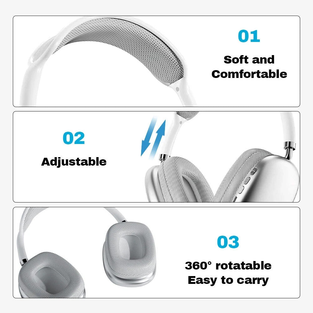 Wireless Bluetooth Headphones Headset Stereo Over-Ear Earphones Noise Cancelling