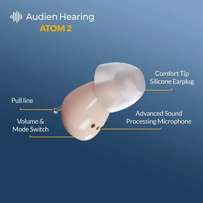 Audien Atom 2 over-the-counter (OTC) in-the-ear Rechargeable Hearing Aids