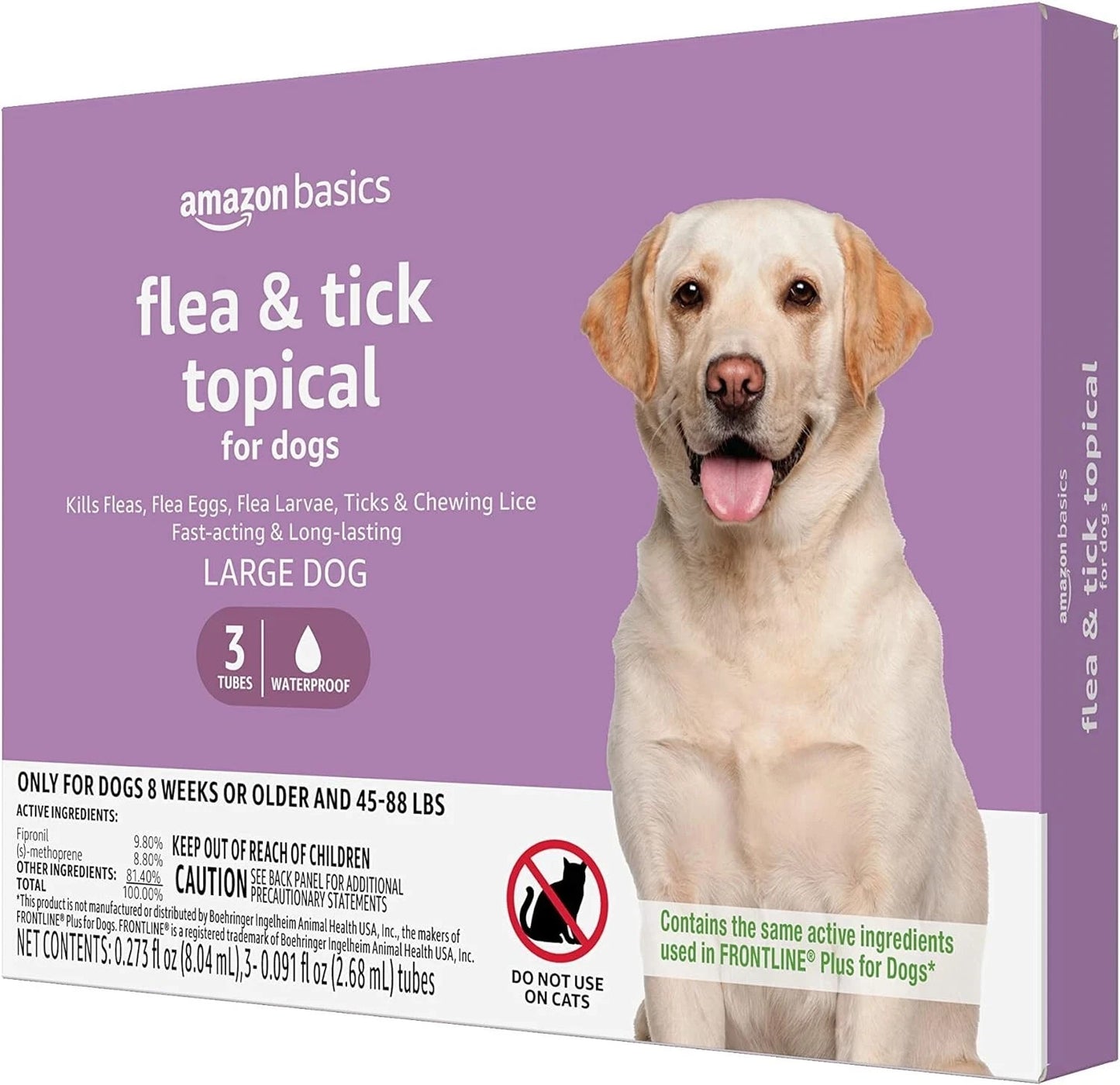 Amazon Basics Flea and Tick Topical Treatment for Large Dogs 45-88lbs - 2 Pack