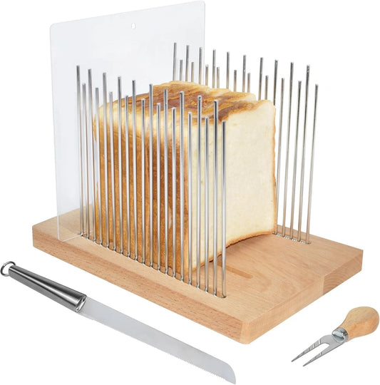 Bread Slicer for Homemade Bread - Bamboo Bread Slicer missing Bread Knife & Fork