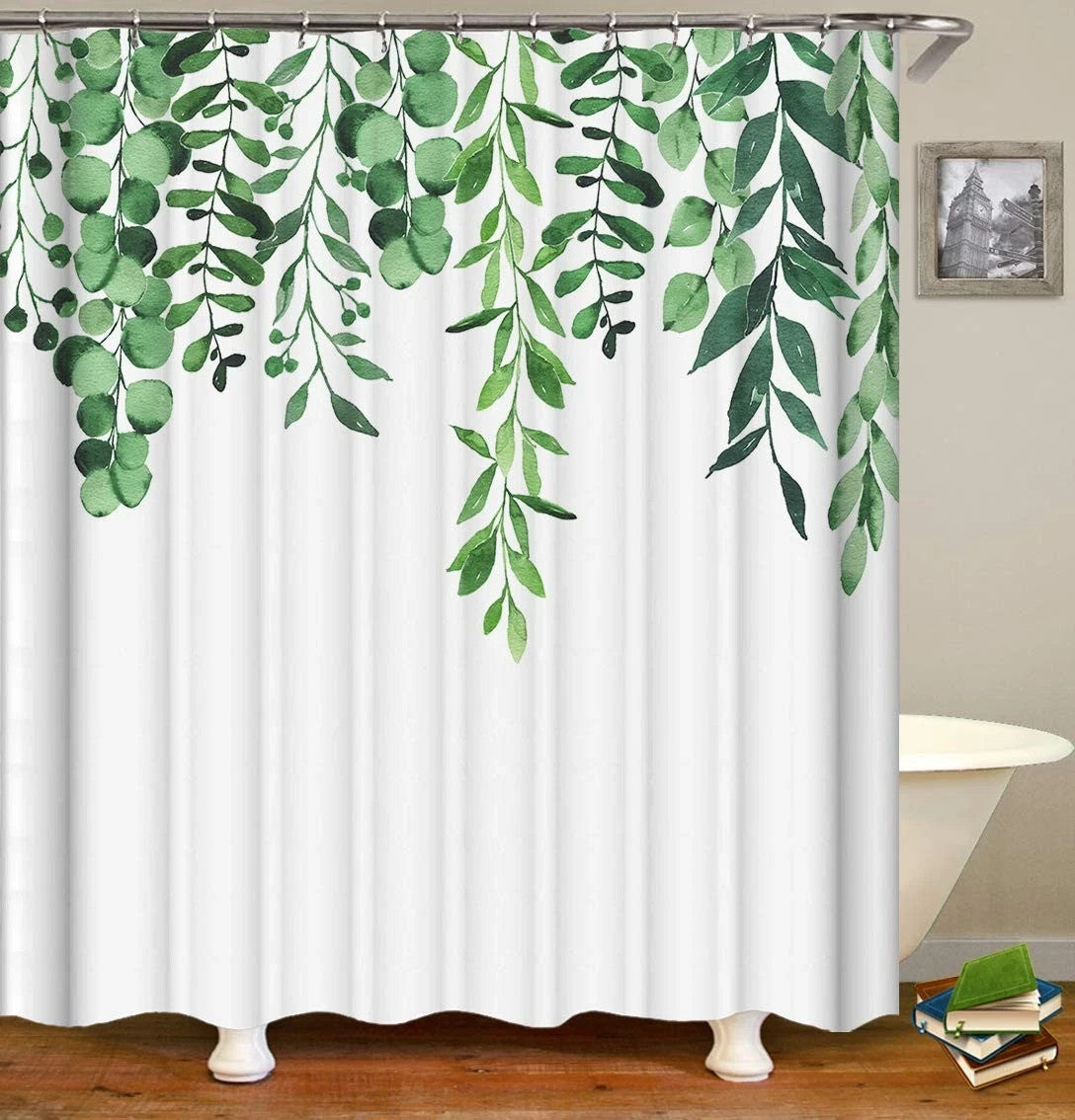 72x72" Eucalyptus Shower Curtain with Hooks 72x72