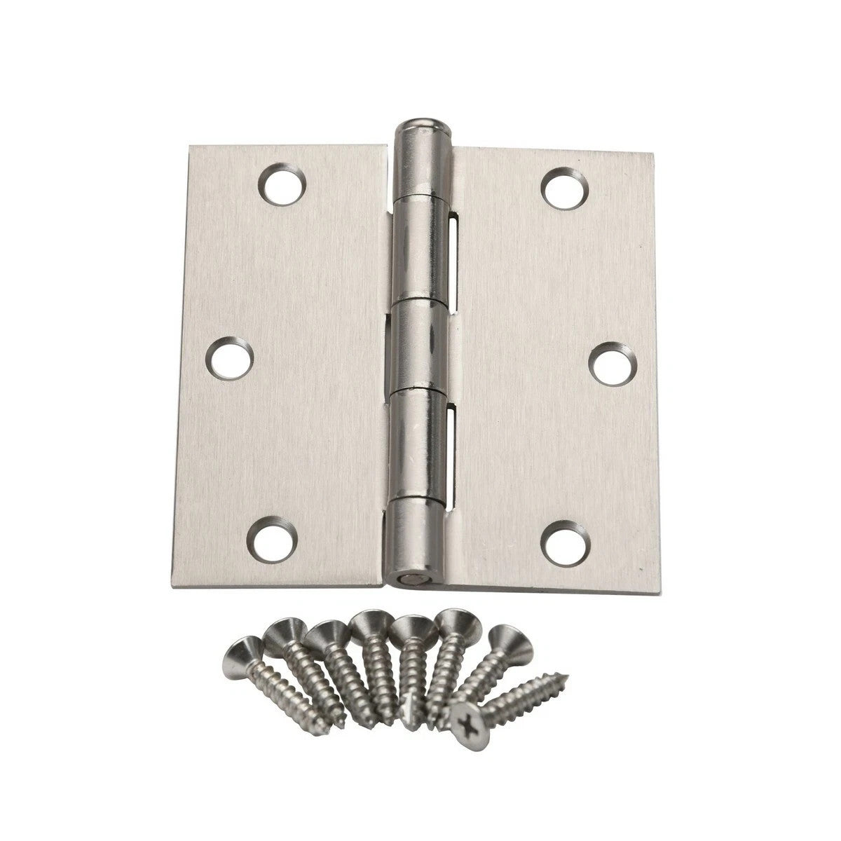 12 PCS Satin Nickel Steel Door Hinge 3.5" x 3.5" Square Edge Corner  61968 SN