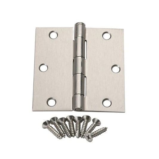 12 PCS Satin Nickel Steel Door Hinge 3.5" x 3.5" Square Edge Corner  61968 SN