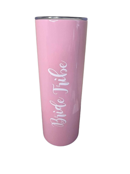 NWOT Bride Tribe 20oz Hot Pink & White Tall Tumbler with Lid – Wedding Party Cup