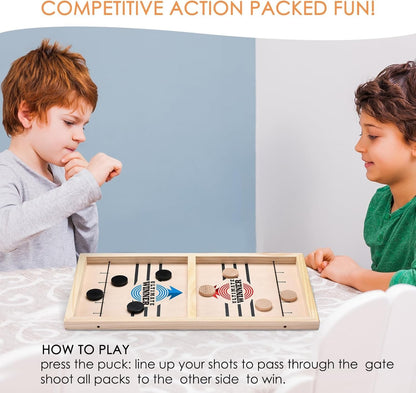 Fast Sling Puck Table Board Game I Wooden Family Indoor Two Player, Table Games 