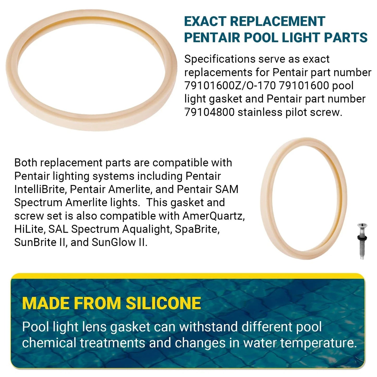 AR-PRO 8 3/8 Pool Light Lens Gasket Replaces PENTAIR 79101600Z & 79104800 2 pack