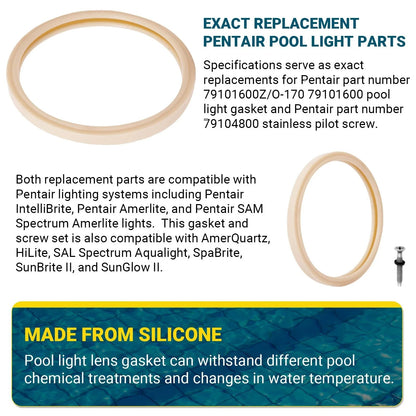 AR-PRO 8 3/8 Pool Light Lens Gasket Replaces PENTAIR 79101600Z & 79104800 2 pack