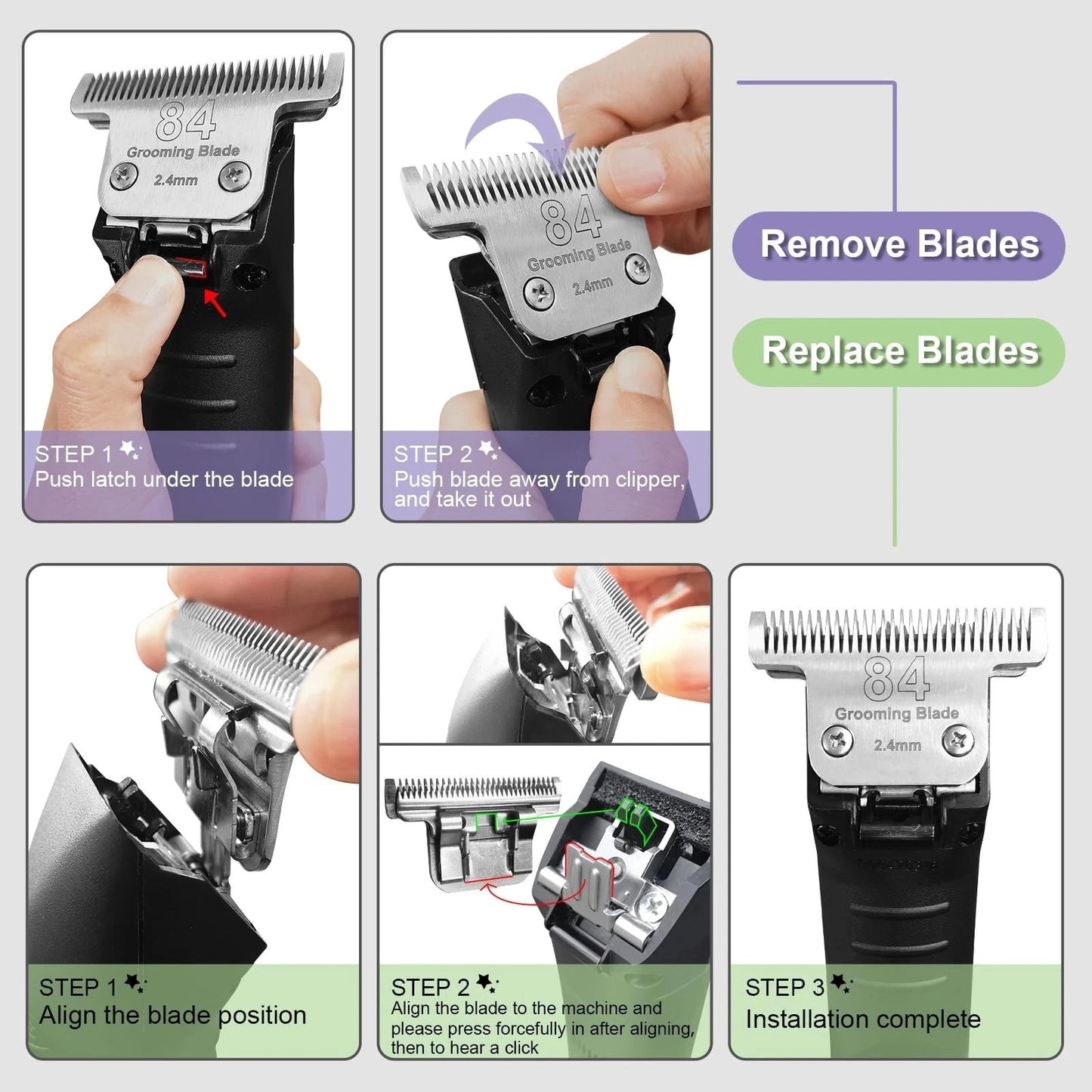 T84 Pet Dog Grooming Detachable Blades,Compatible with Andis,Oster A5,Wahl KM10