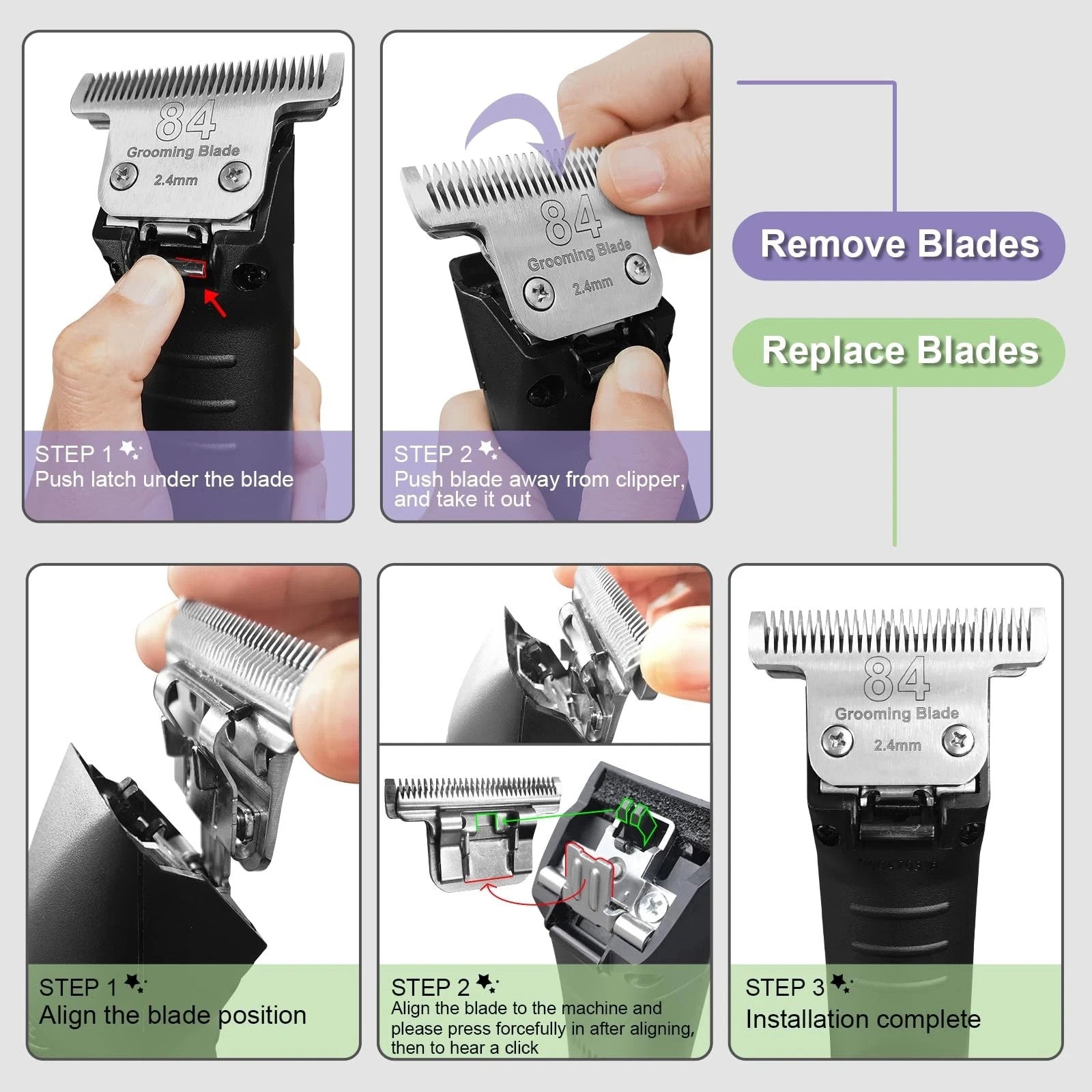 T84 Pet Dog Grooming Detachable Blades,Compatible with Andis,Oster A5,Wahl KM10