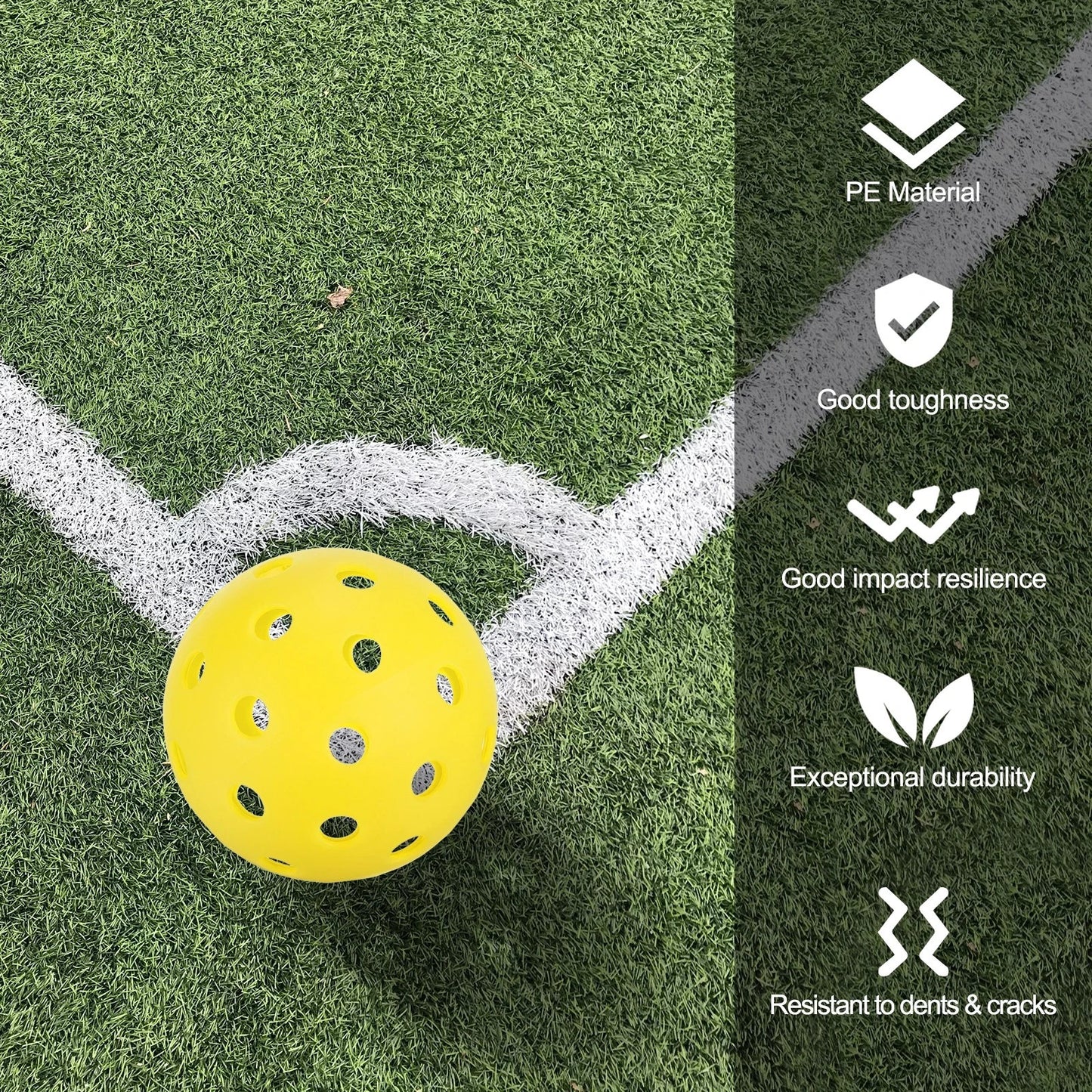Pickleballs 40 Holes, Outdoor, Hard Court, High Visibility, 6 Pack Outdoor Balls