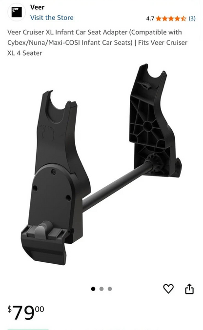 Infant Car Seat Adapter for Veer Cruiser (Compatible with UPPAbaby, Cruise 2)