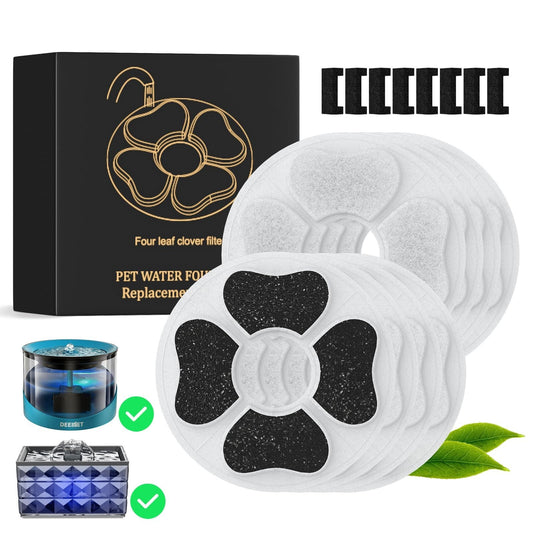 DEEIPET 8 Packs Cat Water Fountain Food Grade Replacement Filters & Sponges