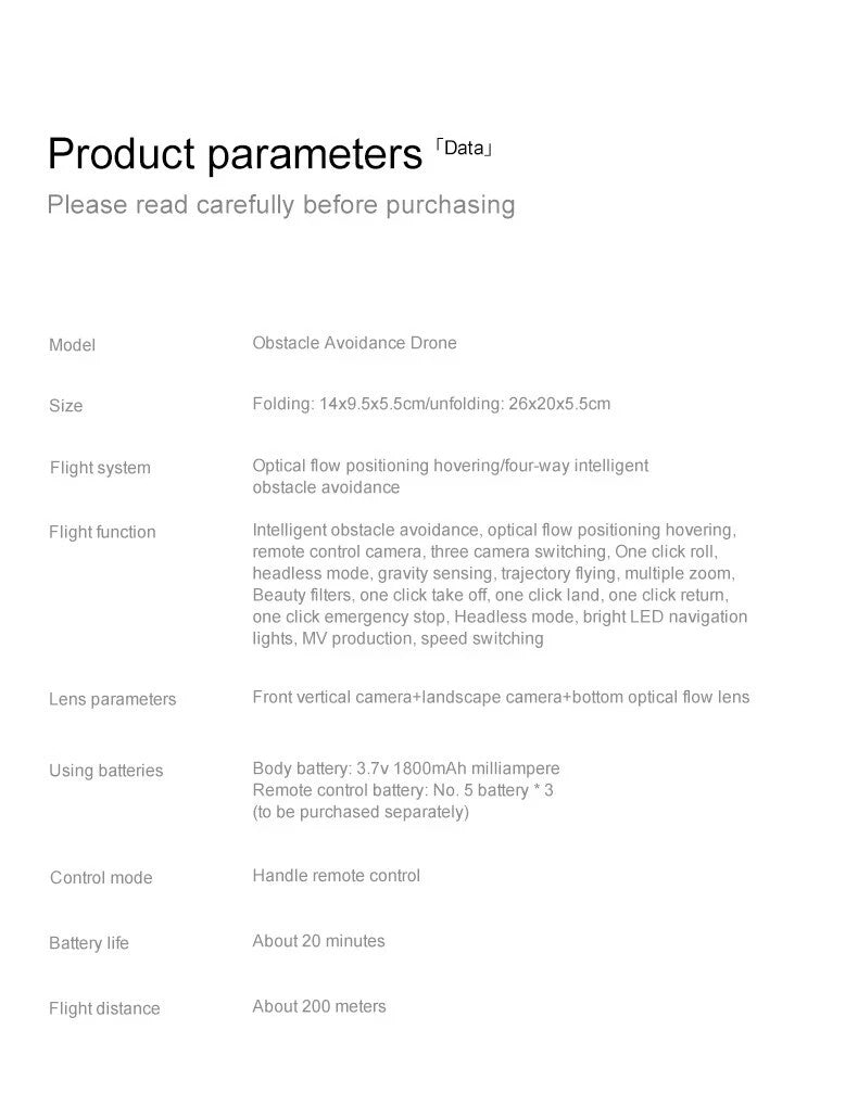 D3 RC Drone WIFI FPV 4K HD 3 Cameras Obstacle Avoidance Optical Flow Quadcopter