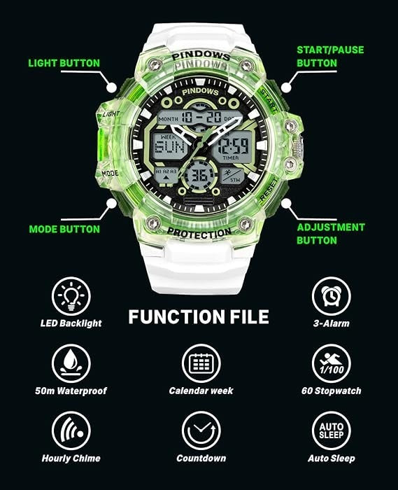 PINDOWS Watch for Men's Military Outdoor Sports PDS-631-N2 Black Gold