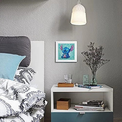  5D Diamond Painting Kit for Kids with Wooden Frame Easy Small Anime Diamond 