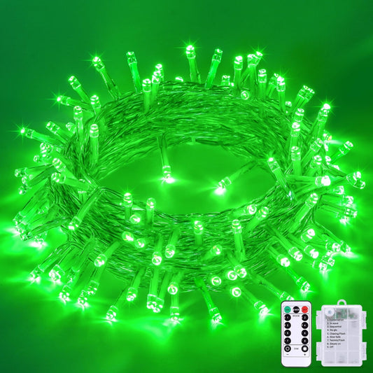  100 LED Green Battery Operated Lights, 33ft Green Christmas Lights with 
