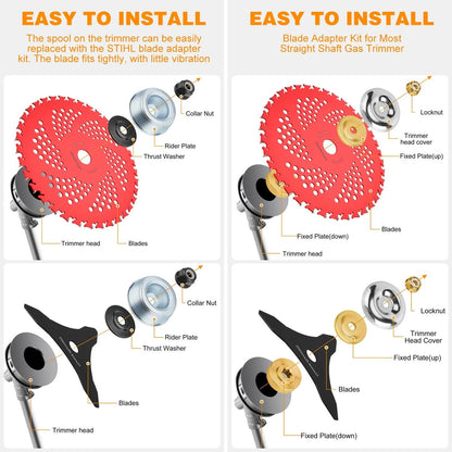 9" x 36 Teeth Weed Eater Blades and 3 Teeth Brush Cutter Blade with Adapter