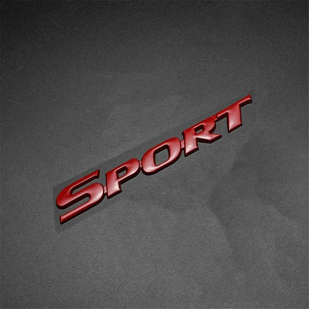 3D Metal Sport Emblem, Car Trunk , Tailgate Emblem Badge Double sided tape - Red