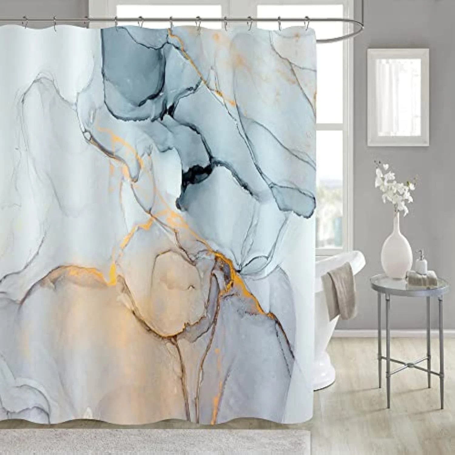 Abstract Blue Marble Shower Curtain, 72x72 with hooks